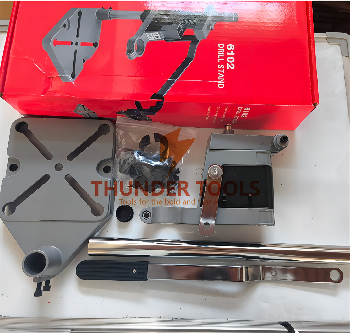 Adjustable Drill Press Stand – Portable Aluminum Base Fits 43mm Or 38mm Collar Drills – Perfect For Workbench & Repair Jobs